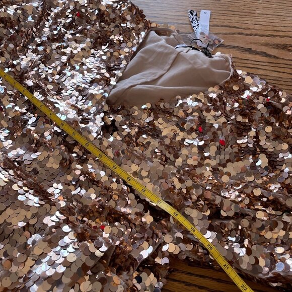 NWT ASOS Edition Womens Gold Sequin Midi Dress Wrap Style With Tie Waist SZ 6 - Picture 7 of 11